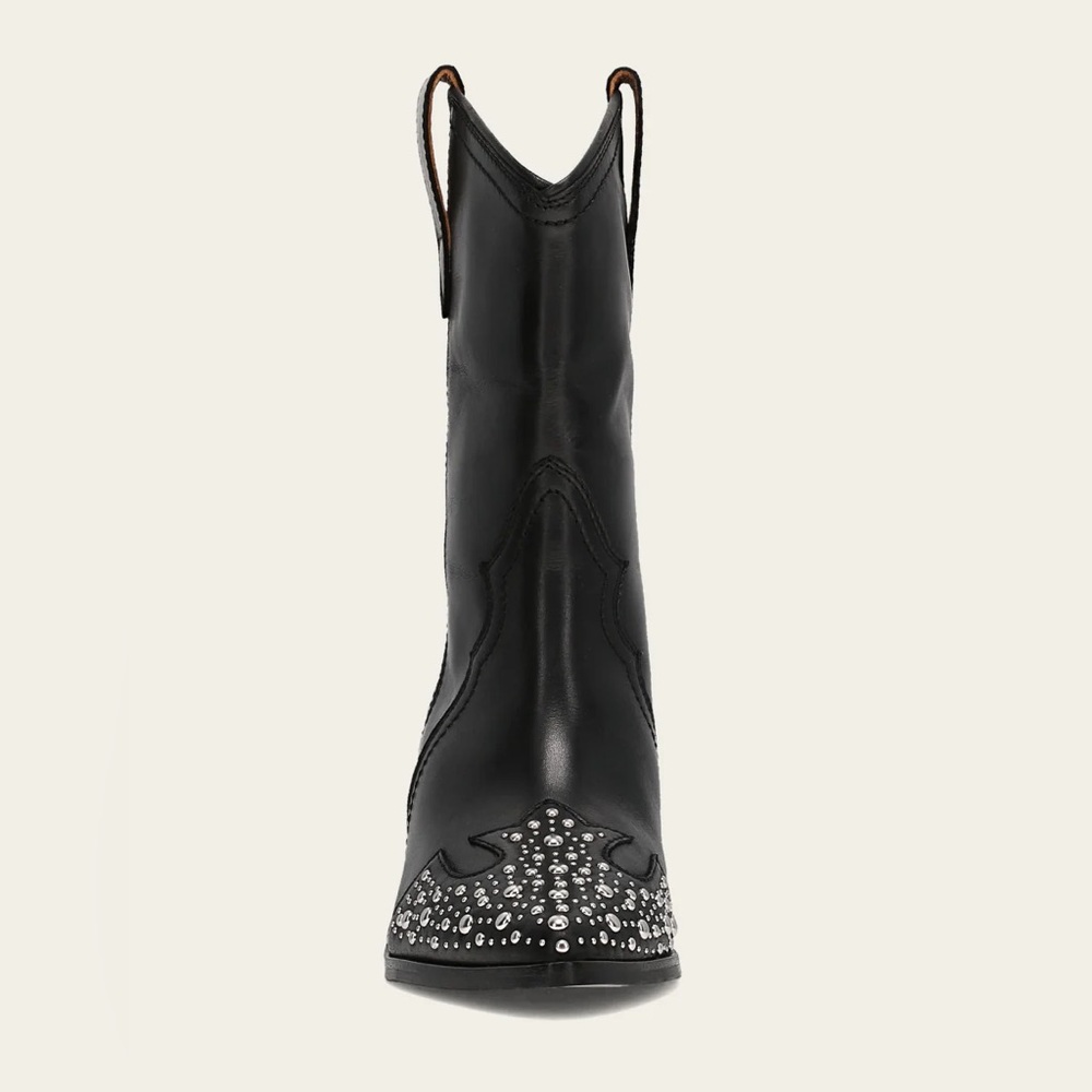 Frye Sara Studded Western Ankle Boots Black Leather Cowgirl Size 11 - Picture 5 of 8